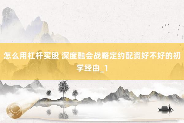 怎么用杠杆买股 深度融会战略定约配资好不好的初学经由_1